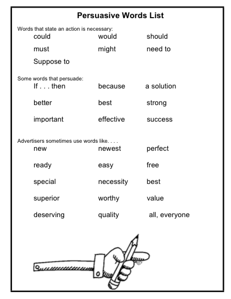 persuasive writing words list